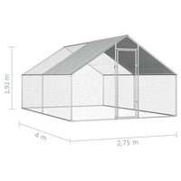 Outdoor Chicken Cage 2.75x4x1.92 m Galvanised Steel Kings Warehouse 