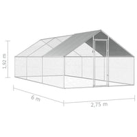 Outdoor Chicken Cage 2.75x6x1.92 m Galvanised Steel Kings Warehouse 