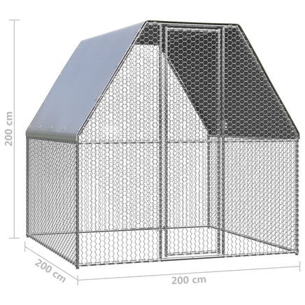 Outdoor Chicken Cage 2x2x2 m Galvanised Steel Coops & Hutches Supplies Kings Warehouse 