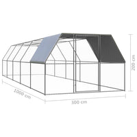 Outdoor Chicken Cage 3x10x2 m Galvanised Steel coops & hutches Kings Warehouse 