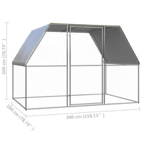 Outdoor Chicken Cage 3x2x2 m Galvanised Steel Coops & Hutches Supplies Kings Warehouse 