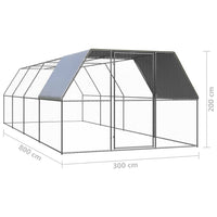 Outdoor Chicken Cage 3x8x2 m Galvanised Steel coops & hutches Kings Warehouse 