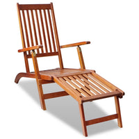 Outdoor Deck Chair with Footrest Solid Acacia Wood Kings Warehouse 