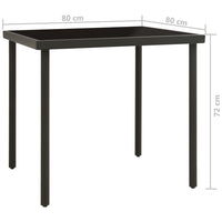 Outdoor Dining Table Anthracite 80x80x72 cm Glass and Steel Kings Warehouse 