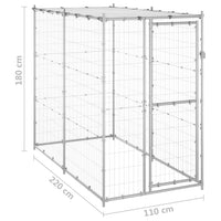 Outdoor Dog Kennel Galvanised Steel with Roof 110x220x180 cm Kings Warehouse 