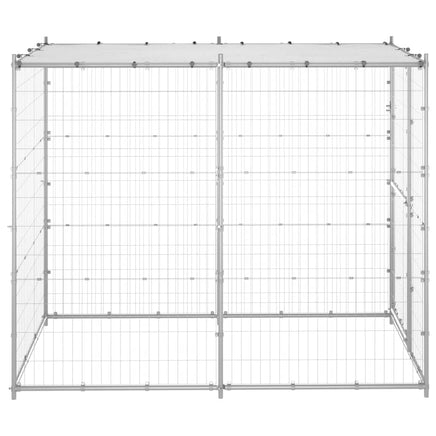 Outdoor Dog Kennel Galvanised Steel with Roof 110x220x180 cm Kings Warehouse 