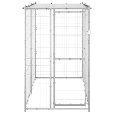Outdoor Dog Kennel Galvanised Steel with Roof 110x220x180 cm Kings Warehouse 