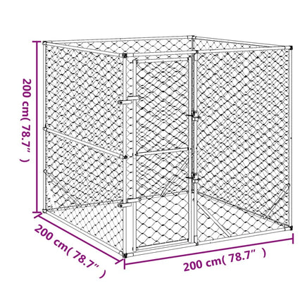 Outdoor Dog Kennel Silver 2x2x2 m Galvanised Steel Kings Warehouse 