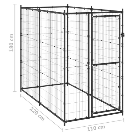 Outdoor Dog Kennel Steel 110x220x180 cm Kings Warehouse 