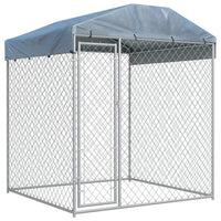 Outdoor Dog Kennel with Canopy Top 2x2x2.1 m