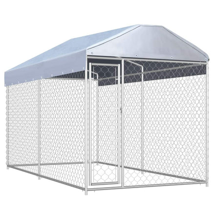 Outdoor Dog Kennel with Canopy Top 382x192x235 cm Kings Warehouse 