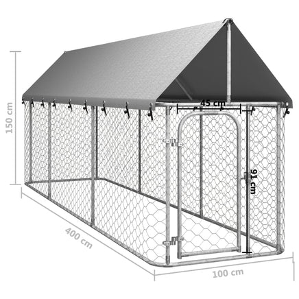 Outdoor Dog Kennel with Roof 400x100x150 cm Kings Warehouse 
