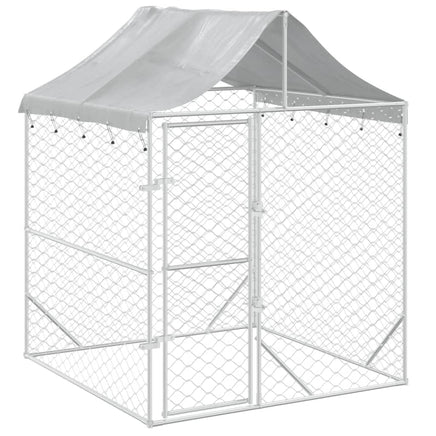 Outdoor Dog Kennel with Roof Silver 2x2x2.5 m Galvanised Steel Kings Warehouse 