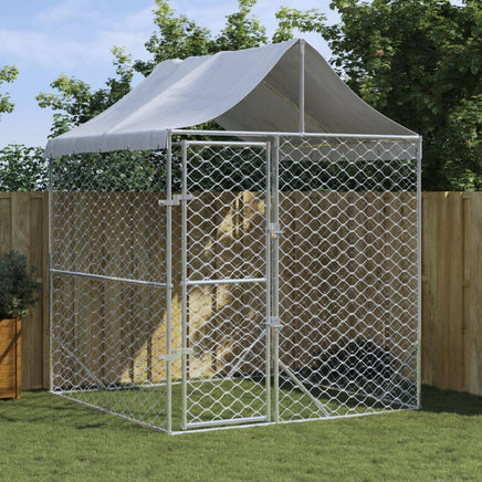 Outdoor Dog Kennel with Roof Silver 2x2x2.5 m Galvanised Steel Kings Warehouse 