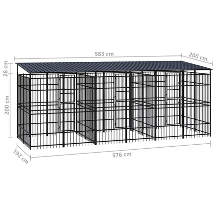 Outdoor Dog Kennel with Roof Steel 11.06 m² Kings Warehouse 