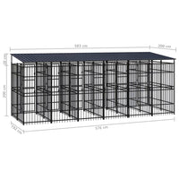 Outdoor Dog Kennel with Roof Steel 11.06 m² Kings Warehouse 