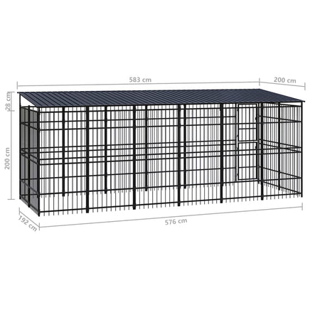 Outdoor Dog Kennel with Roof Steel 11.06 m² Kings Warehouse 