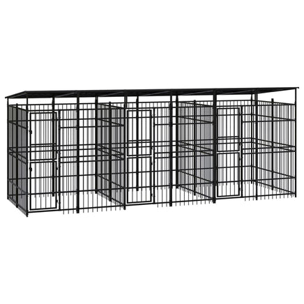 Outdoor Dog Kennel with Roof Steel 11.06 m² Kings Warehouse 