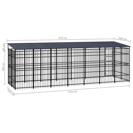 Outdoor Dog Kennel with Roof Steel 12.9 m² Kings Warehouse 