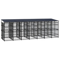 Outdoor Dog Kennel with Roof Steel 12.9 m² Kings Warehouse 