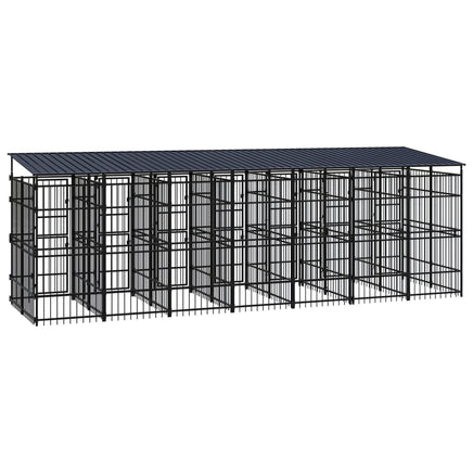 Outdoor Dog Kennel with Roof Steel 12.9 m² Kings Warehouse 
