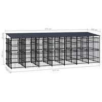 Outdoor Dog Kennel with Roof Steel 12.9 m² Kings Warehouse 