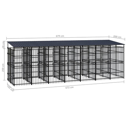 Outdoor Dog Kennel with Roof Steel 12.9 m² Kings Warehouse 