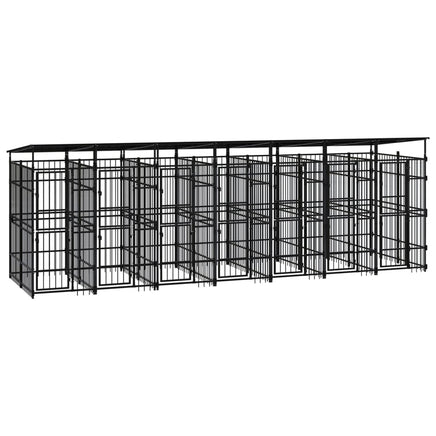Outdoor Dog Kennel with Roof Steel 12.9 m² Kings Warehouse 