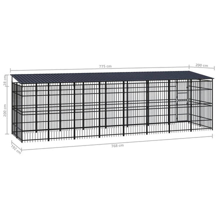 Outdoor Dog Kennel with Roof Steel 14.75 m² Kings Warehouse 