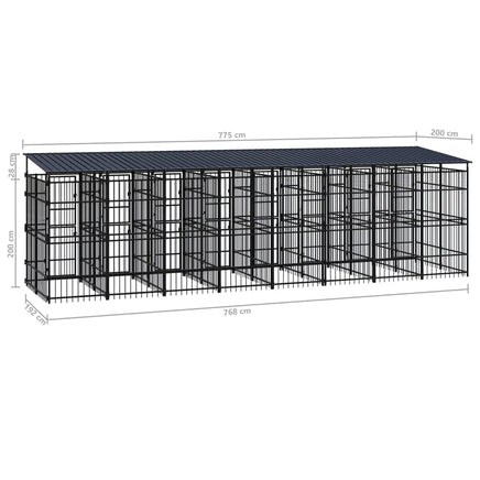 Outdoor Dog Kennel with Roof Steel 14.75 m² Kings Warehouse 