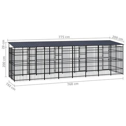 Outdoor Dog Kennel with Roof Steel 14.75 m² Kings Warehouse 