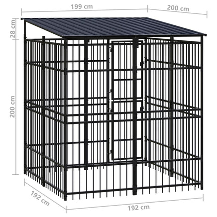 Outdoor Dog Kennel with Roof Steel 3.69 m² Kings Warehouse 