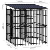 Outdoor Dog Kennel with Roof Steel 3.69 m² Kings Warehouse 