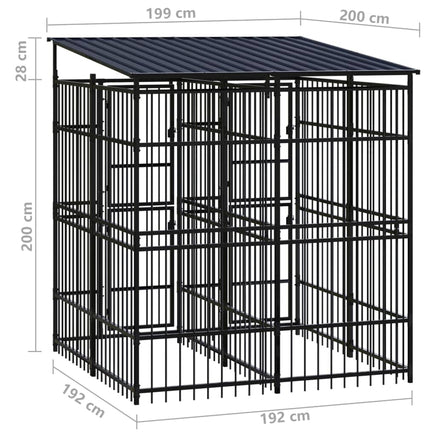 Outdoor Dog Kennel with Roof Steel 3.69 m² Kings Warehouse 