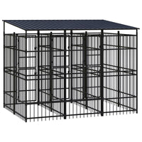 Outdoor Dog Kennel with Roof Steel 5.53 m² Kings Warehouse 