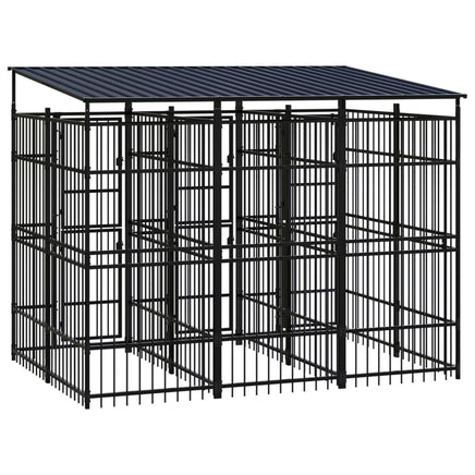 Outdoor Dog Kennel with Roof Steel 5.53 m² Kings Warehouse 