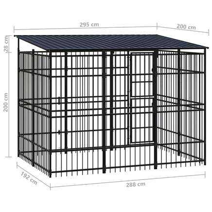 Outdoor Dog Kennel with Roof Steel 5.53 m² Kings Warehouse 