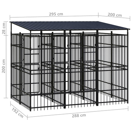 Outdoor Dog Kennel with Roof Steel 5.53 m² Kings Warehouse 