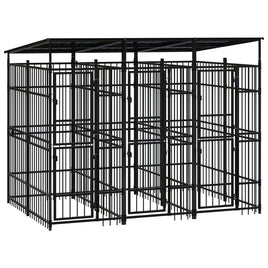 Outdoor Dog Kennel with Roof Steel 5.53 m² Kings Warehouse 