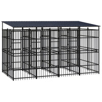 Outdoor Dog Kennel with Roof Steel 7.37 m² Kings Warehouse 