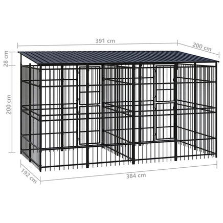 Outdoor Dog Kennel with Roof Steel 7.37 m² Kings Warehouse 