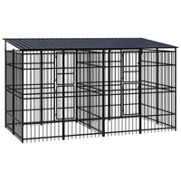 Outdoor Dog Kennel with Roof Steel 7.37 m² Kings Warehouse 