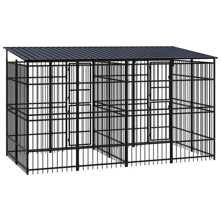 Outdoor Dog Kennel with Roof Steel 7.37 m² Kings Warehouse 