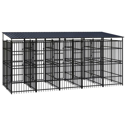 Outdoor Dog Kennel with Roof Steel 9.22 m² Kings Warehouse 