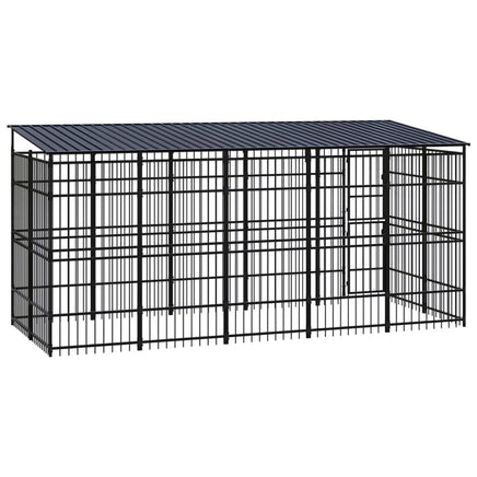Outdoor Dog Kennel with Roof Steel 9.22 m² Kings Warehouse 