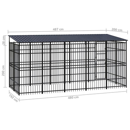 Outdoor Dog Kennel with Roof Steel 9.22 m² Kings Warehouse 