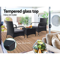 Outdoor Furniture Patio Set Wicker Outdoor Conversation Set Chairs Table 3PCS Outdoor Furniture Kings Warehouse 
