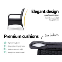 Outdoor Furniture Patio Set Wicker Outdoor Conversation Set Chairs Table 3PCS Outdoor Furniture Kings Warehouse 
