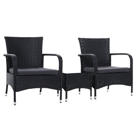 Outdoor Furniture Patio Set Wicker Outdoor Conversation Set Chairs Table 3PCS Outdoor Furniture Kings Warehouse 