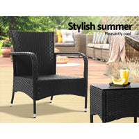 Outdoor Furniture Patio Set Wicker Outdoor Conversation Set Chairs Table 3PCS Outdoor Furniture Kings Warehouse 